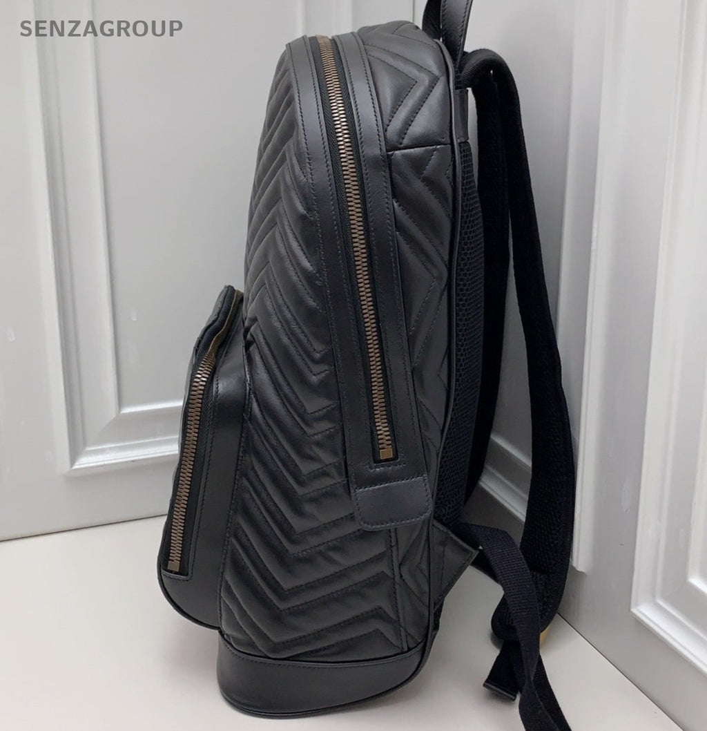 Gucci Backpack Calfskin Black Gold Unisex Adults Classic