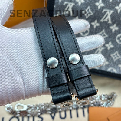 Louis Vuitton Dauphine MM Grey Denim & Leather Shoulder Bag Women's
