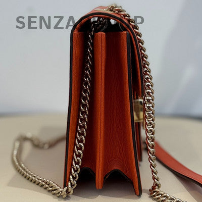 Gucci Orange GG Marmont Shoulder Bag with Gold Chain