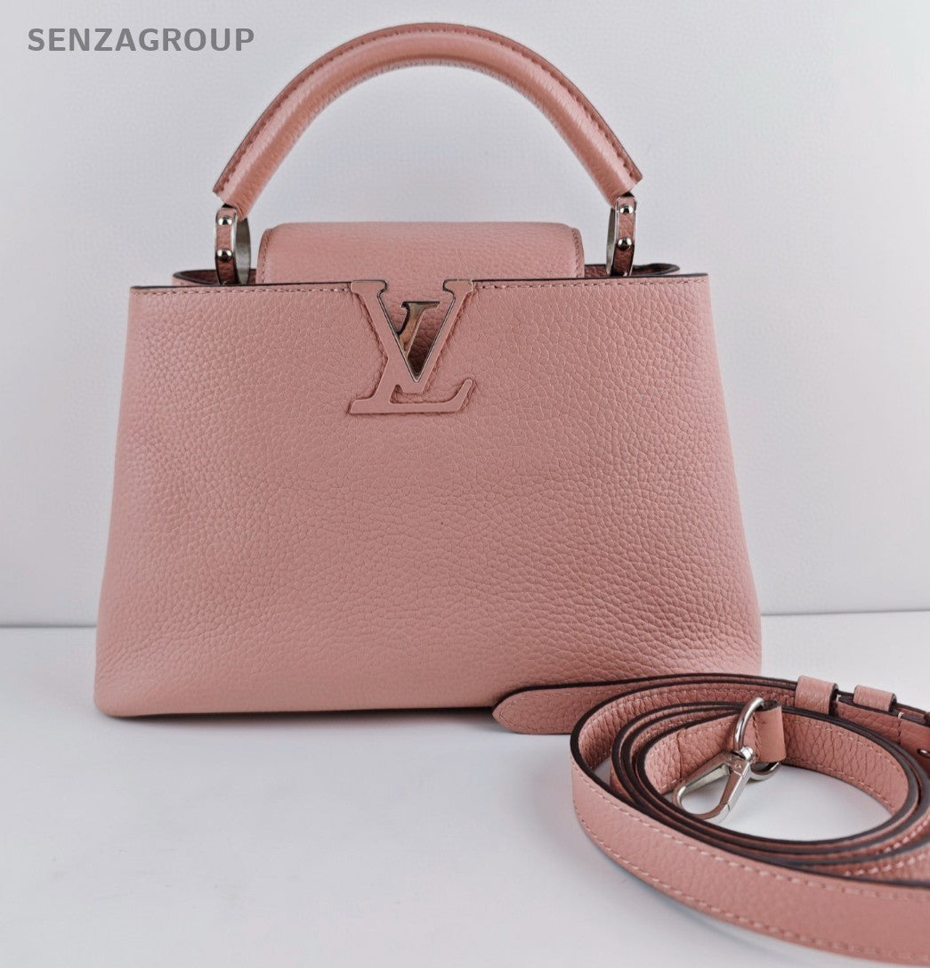 Louis Vuitton Capucines BB Top Handle Bag Crossbody Pink Silver Women Classic
