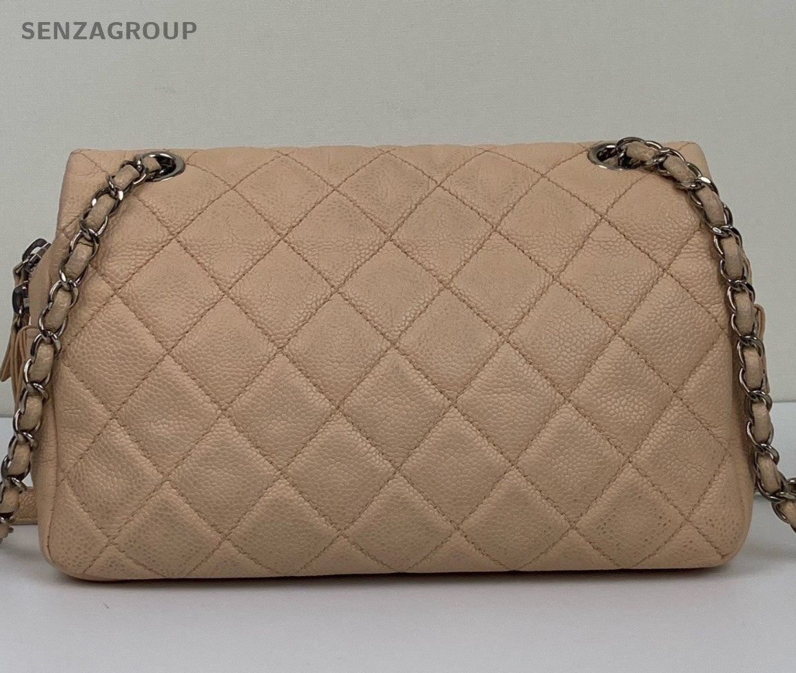 Chanel Classic Flap Easycoco Chain Shoulder Bag Crossbody Beige Silver Women