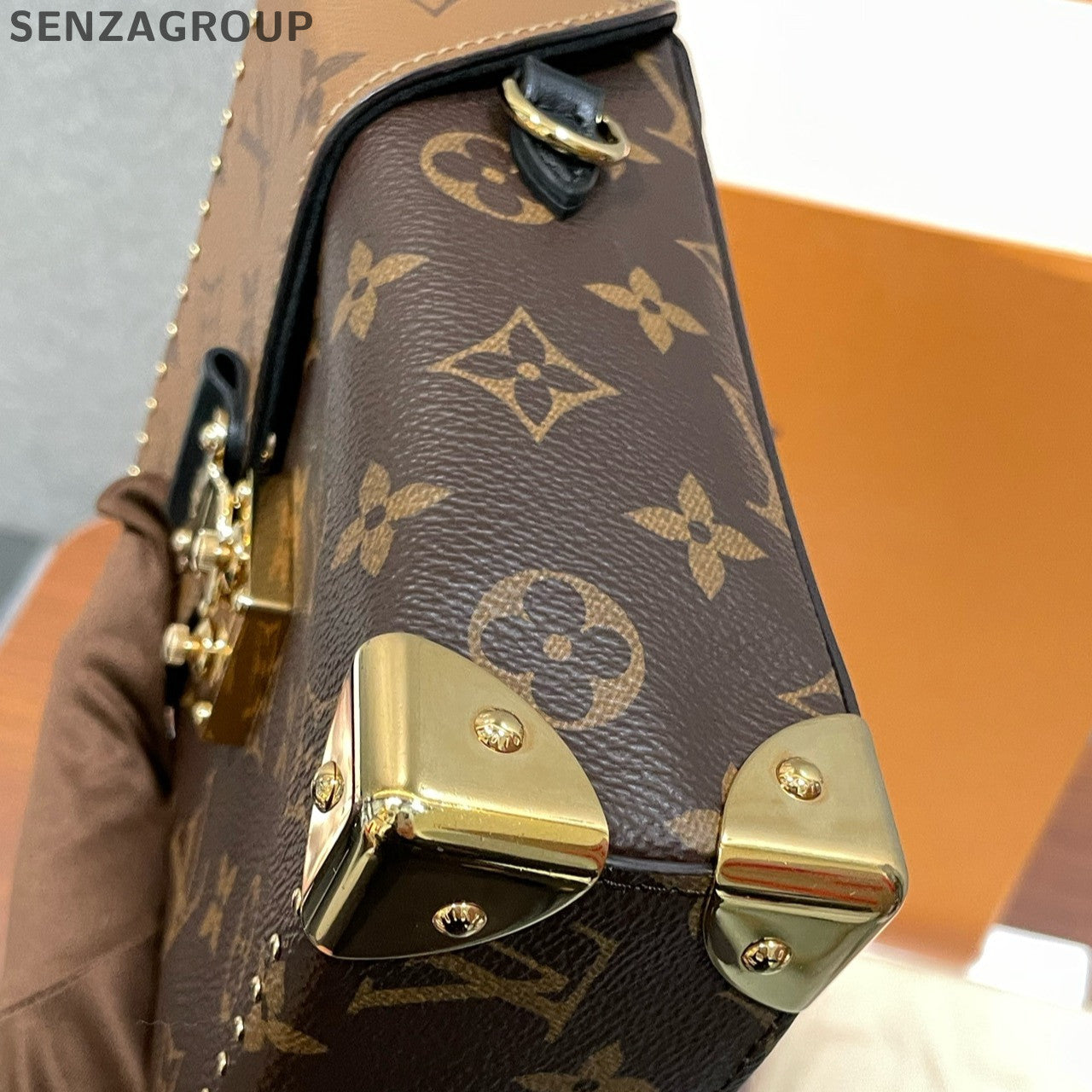 Louis Vuitton Monogram Camera Bag Brown Gold Buckle Women's Classic