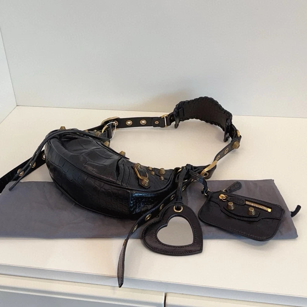 Balenciaga Le Cagole Hobo Shoulder Bag Black Gold Women Classic Fashion