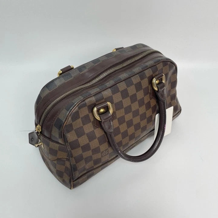 Louis Vuitton Brown Damier Canvas Leather Boston Handbag Shoulder Bag For Women
