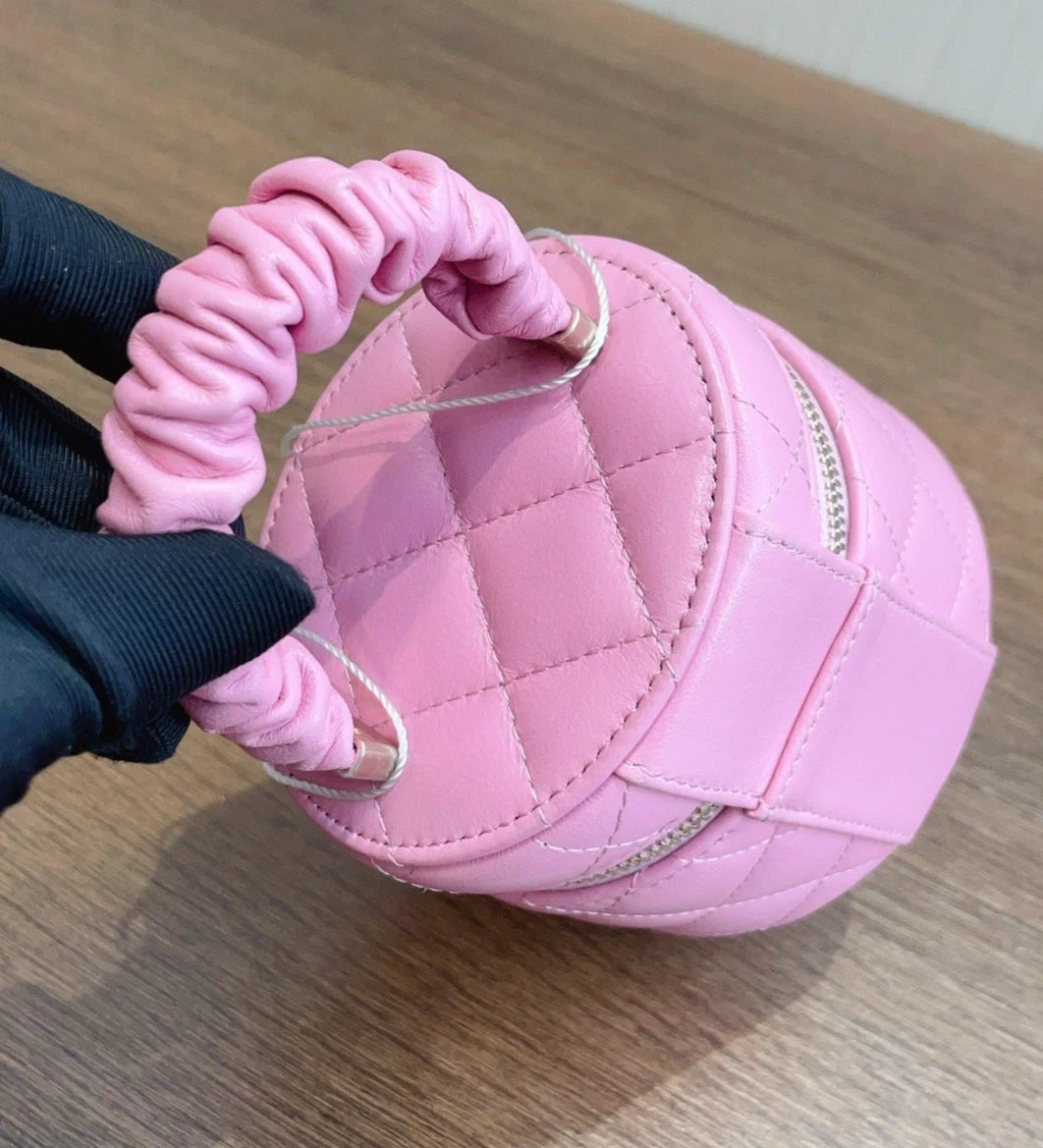 Chanel Bucket Pink Top Handle Bag Gold Hardware Women Fashion