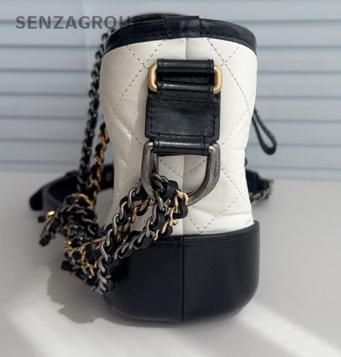 CHANEL Gabrielle PM Chain Strap Shoulder bag Women Black White