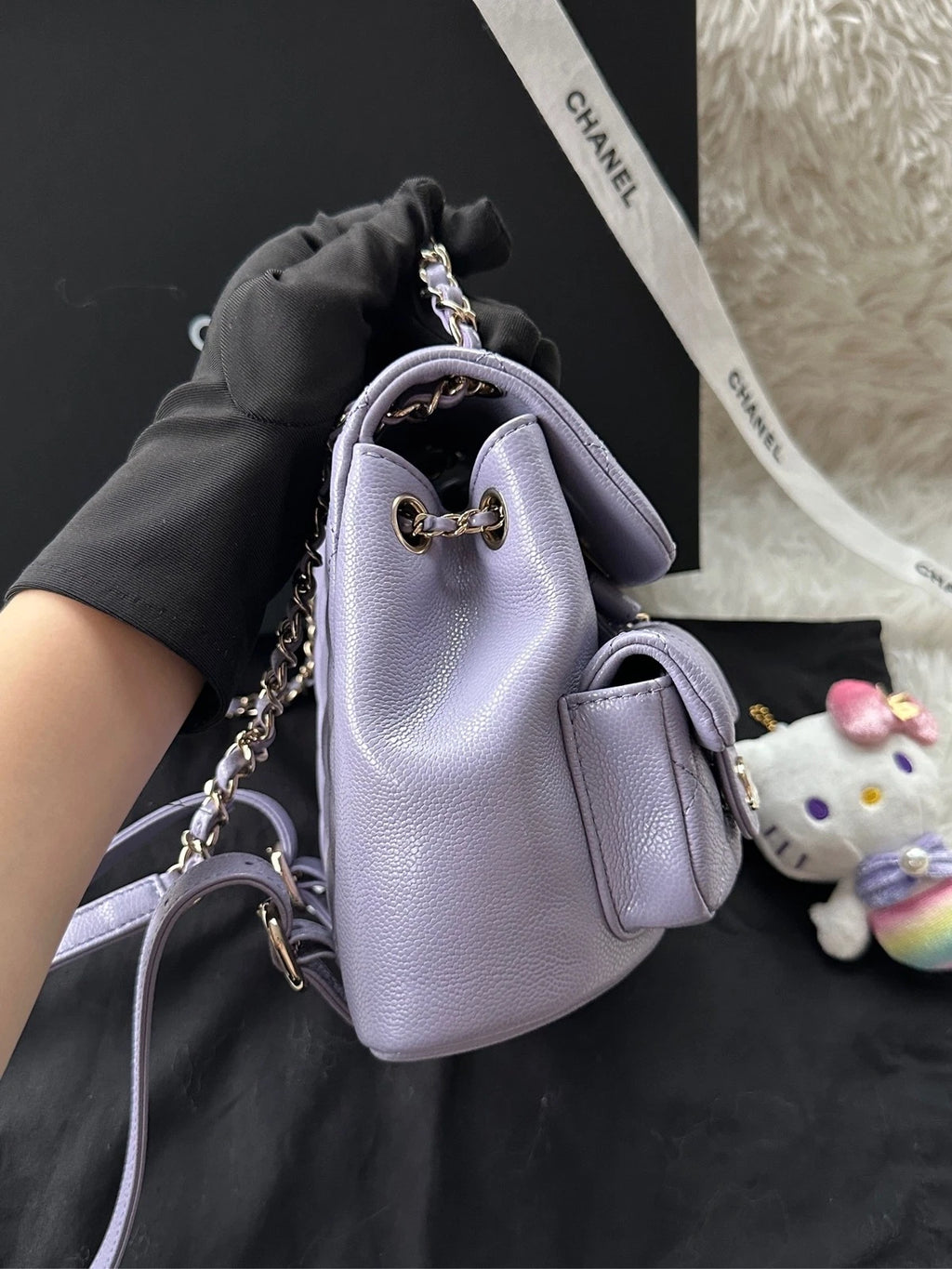 CHANEL Purple Leather Small Duma Backpack For Women