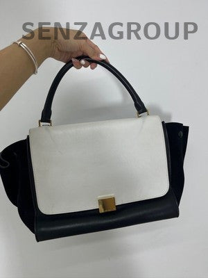 Celine Trapeze Bag Black White Color Block Women's Classic Fashion