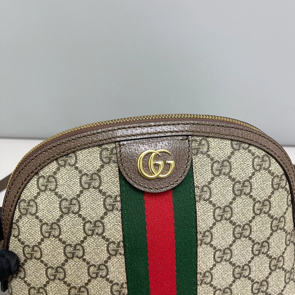 Authentic Gucci Ophidia Bell Bag Shoulder Crossbody Bag Brown Gold Hardware
