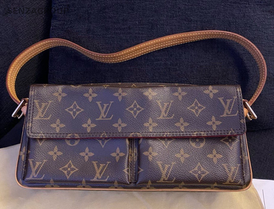 Louis Vuitton Monogram Shoulder Bag Brown Gold Used Women Classic