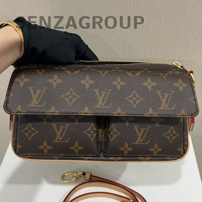 Louis Vuitton Monogram Shoulder Crossbody Bag Brown Gold Hardware