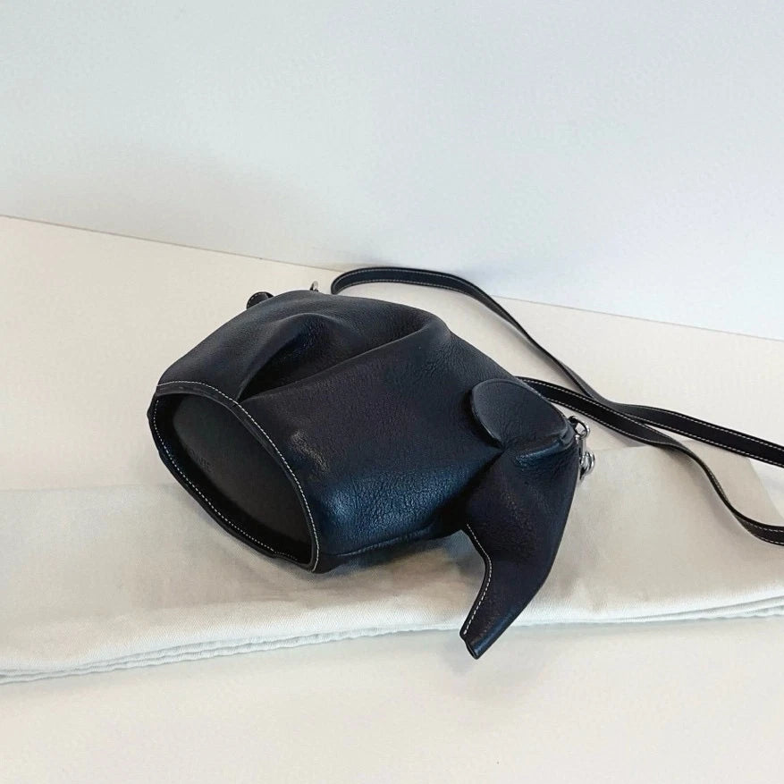 Loewe Calfskin 2Way Shoulder Crossbody Black Silver Women Classic