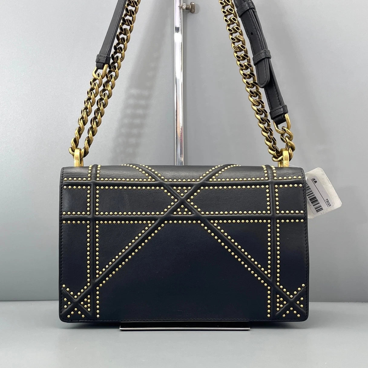 Christian Dior Diorama MM Chain Shoulder Bag Black Gold Hardware Women