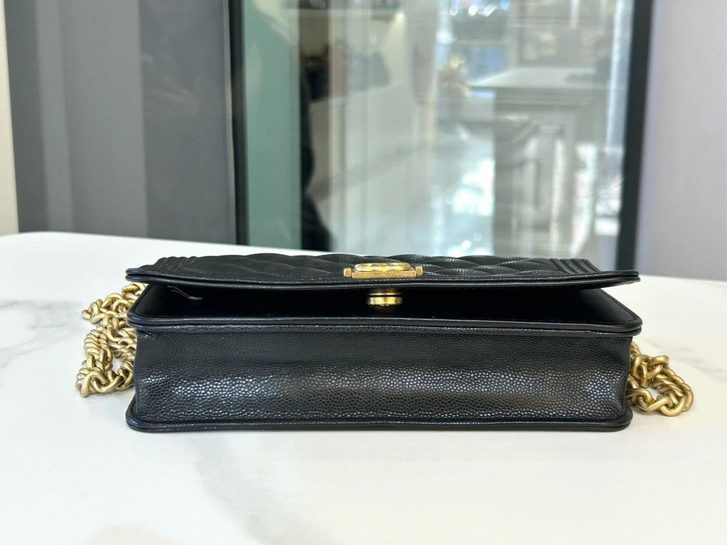CHANEL Leboy Black Gold WOC Crossbody Bag For Women