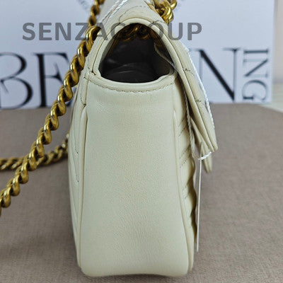 Gucci GG Marmont White Gold Chain Shoulder Crossbody Bag Women Fashion
