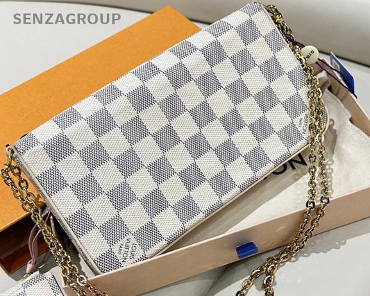 Louis Vuitton Damier Azur Shoulder Crossbody Bag Blue Almost Brand New Women