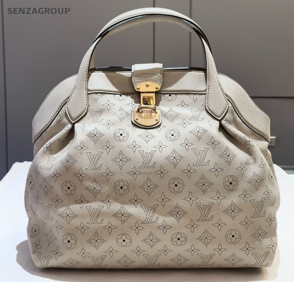 Louis Vuitton Mahina Monogram Top Handle Bag White Gold Women Classic