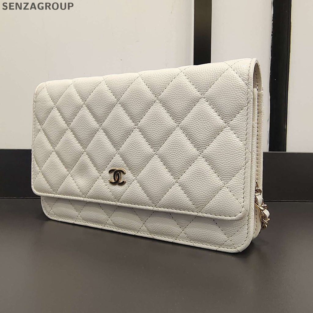 Chanel CF WOC Quilted Shoulder Bag White Gold Chain