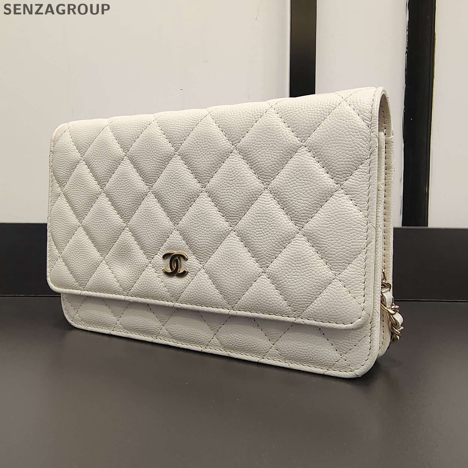 Chanel CF WOC Quilted Shoulder Bag White Gold Chain