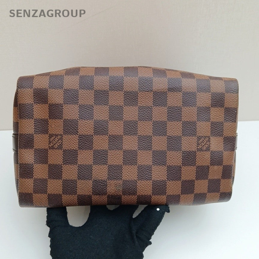 Louis Vuitton Speedy25 Damier Top Handle Bag Crossbody Brown Gold Women Classic