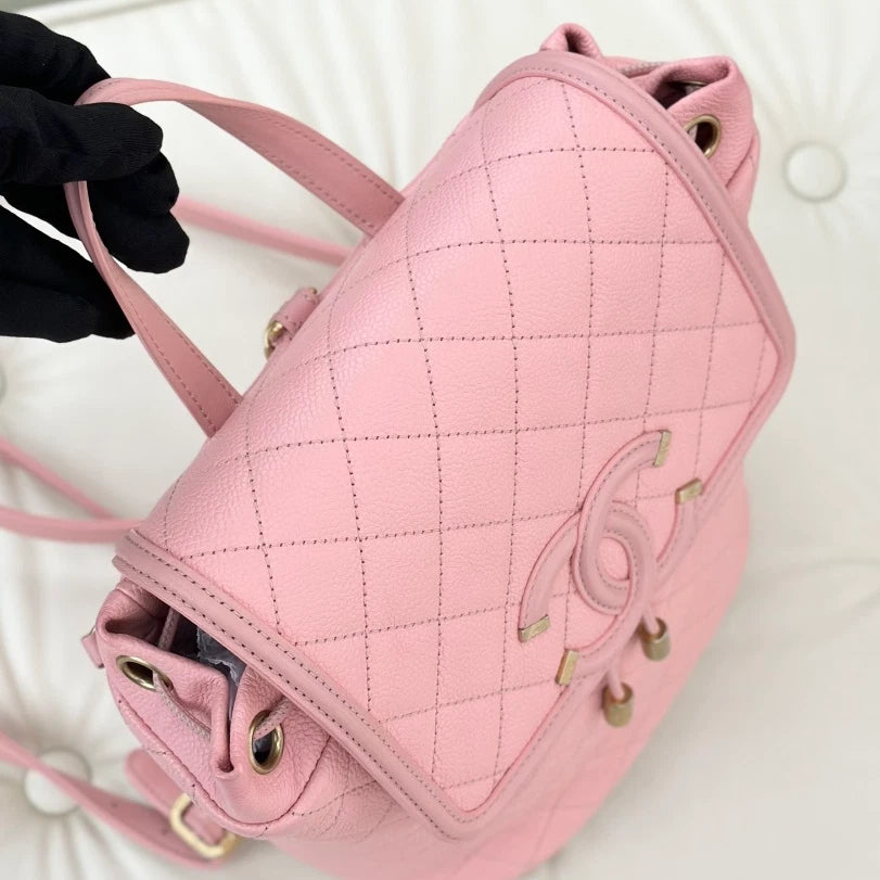 Chanel Vanity Case PM Calfskin Backpack Pink Gold Hardware Women S