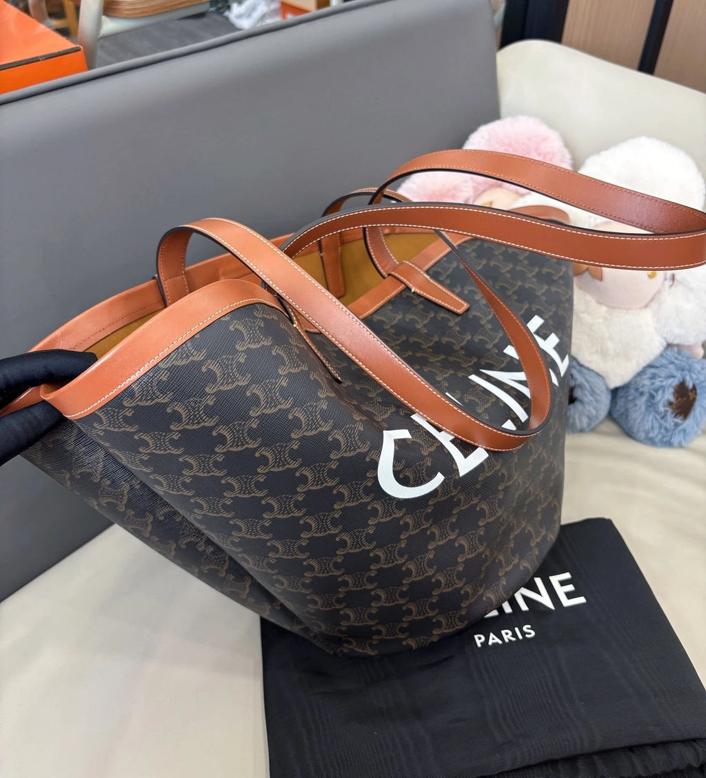 Celine Couffin Tote Shoulder Bag Black Brown Women Classic