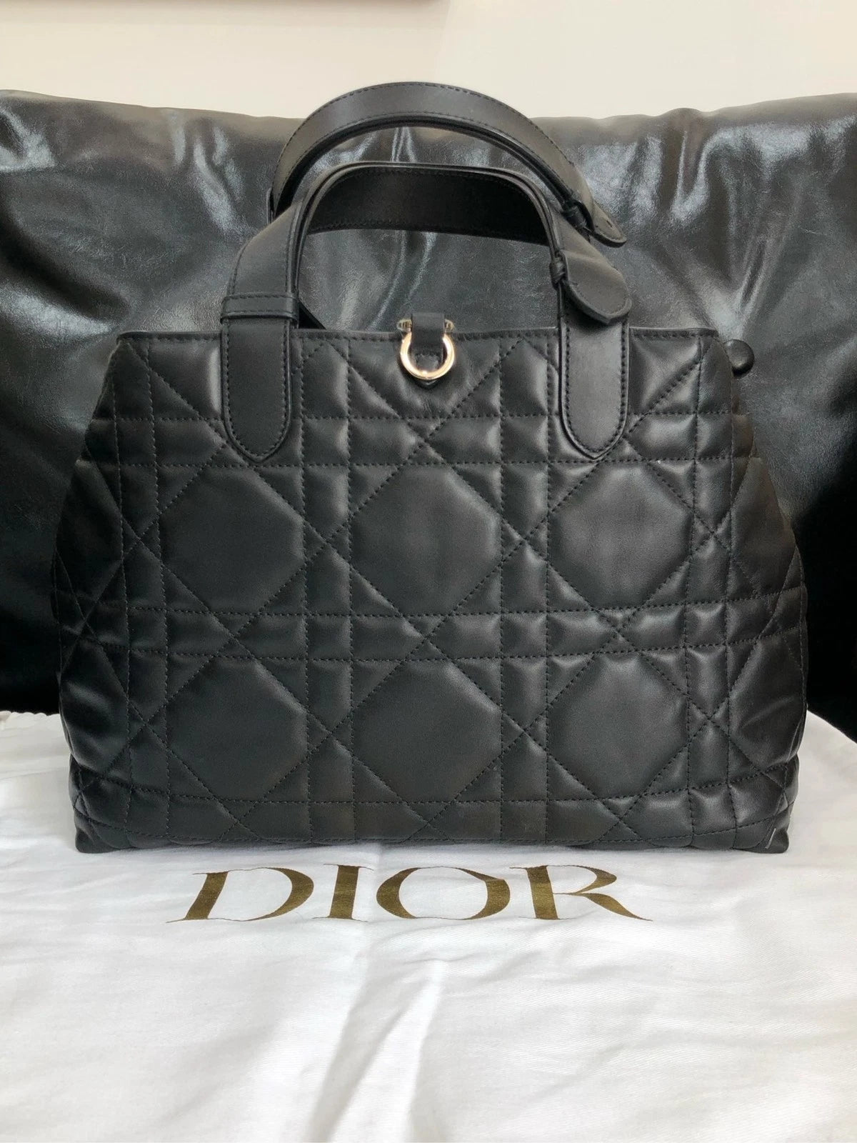 Dior Black Gold Mini Tote Bucket Bag For Women