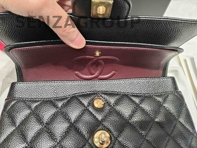 Chanel Classic Flap Black Gold Small Quilted Chain Shoulder Bag