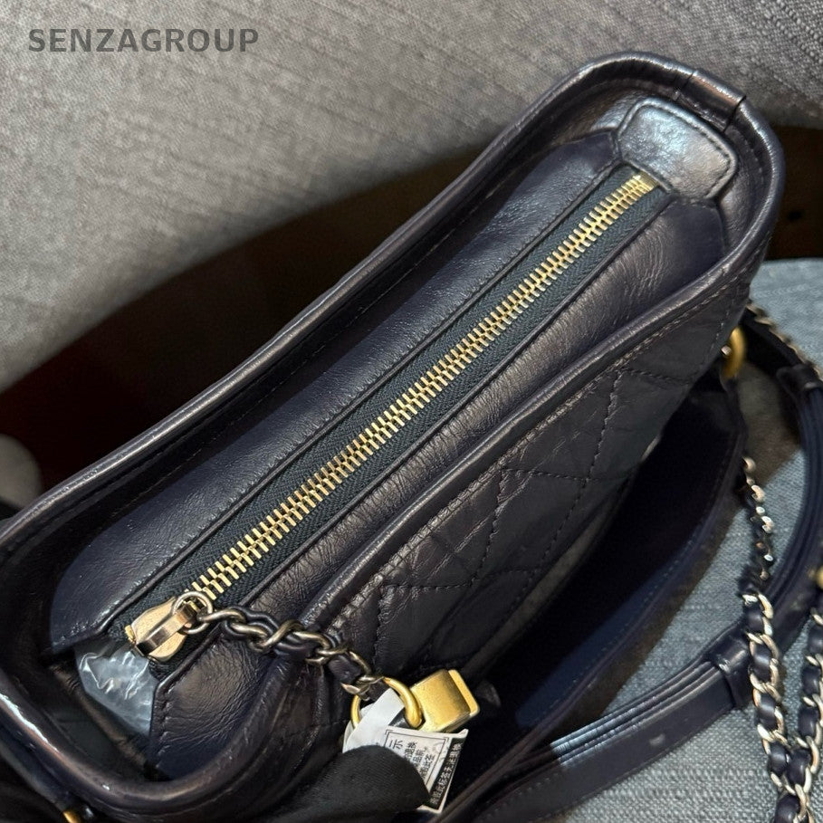Chanel Gabrielle Blue Gold Chain Shoulder Crossbody Bag Women