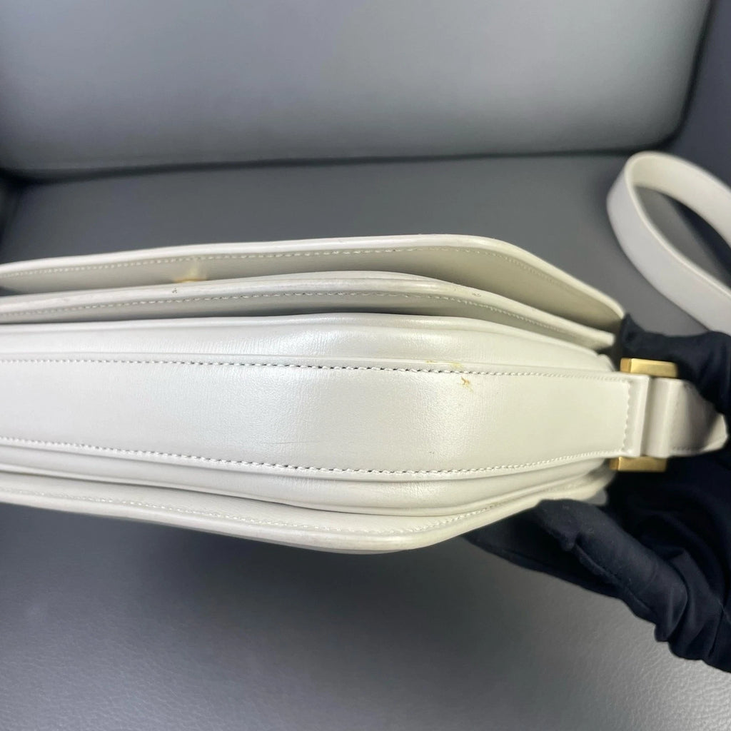 YSL Classic Calfskin Ivory White Shoulder Crossbody Bag For Women