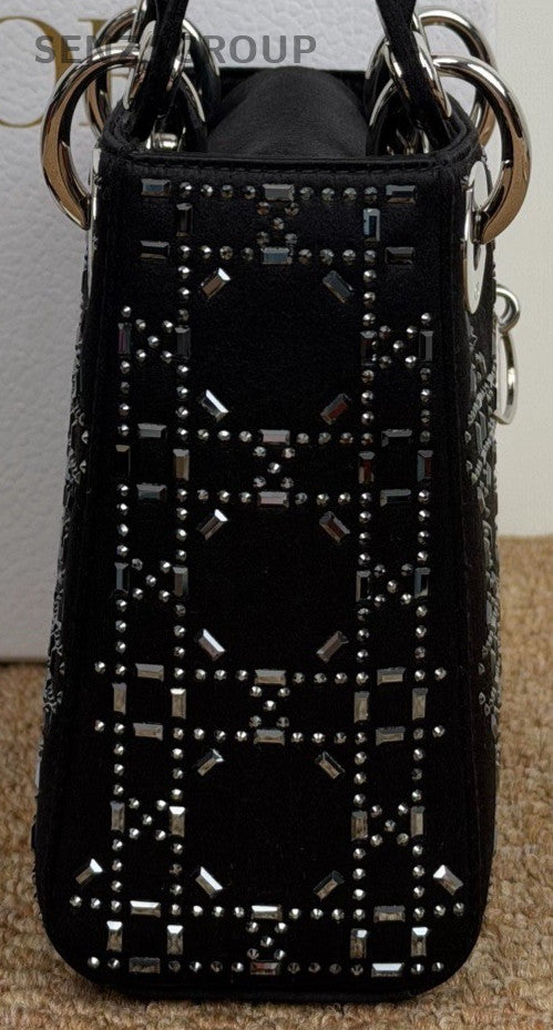 Christian Dior Lady Dior Top Handle Bag Black Used Women Classic Designer
