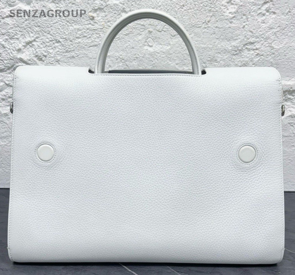 Dior Diorever Calfskin Leather Top Handle Shoulder Bag White Black Women Classic