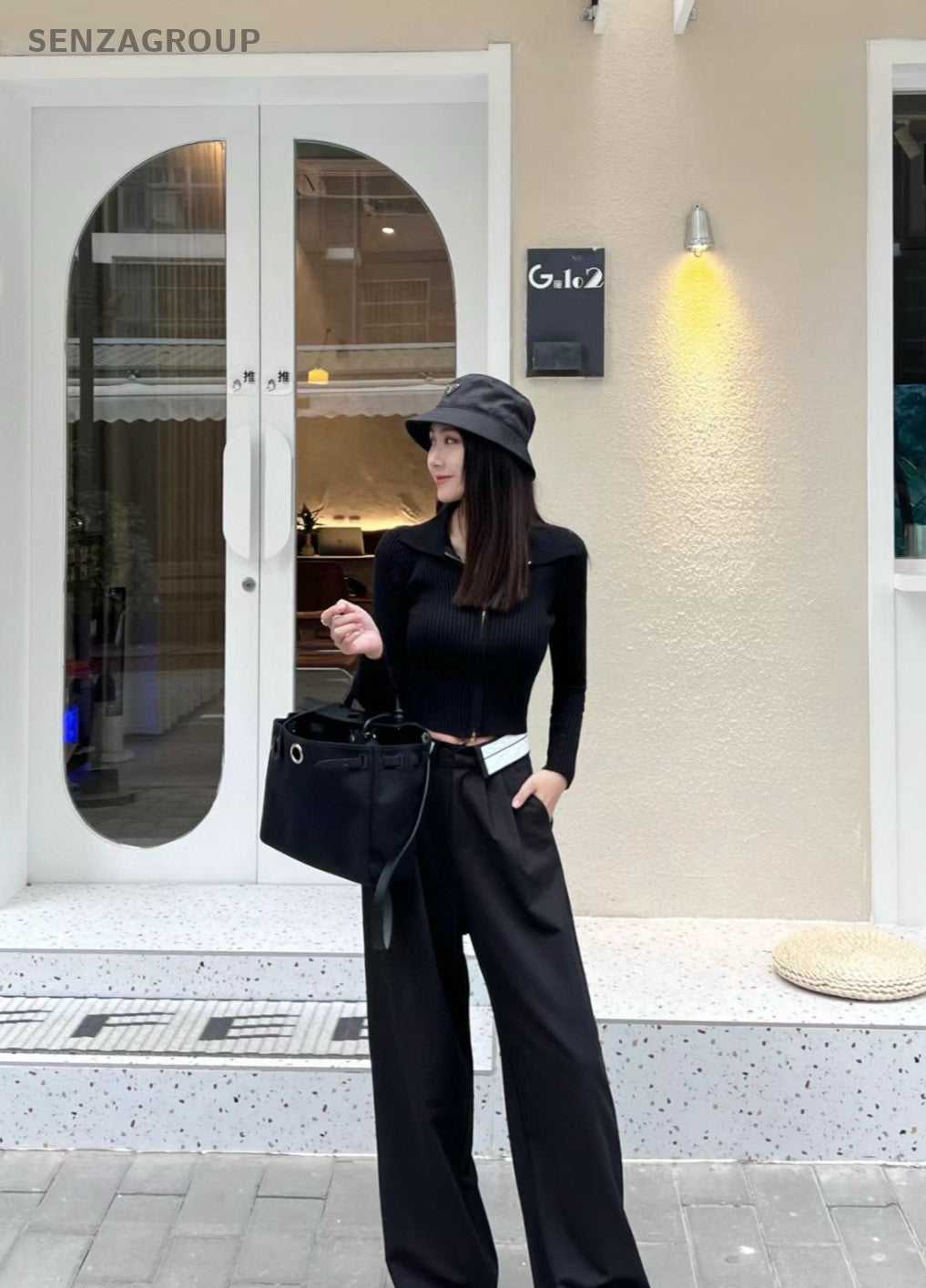 Hermes Herbag31 Top Handle Canvas Shoulder Handbag Black White Classic