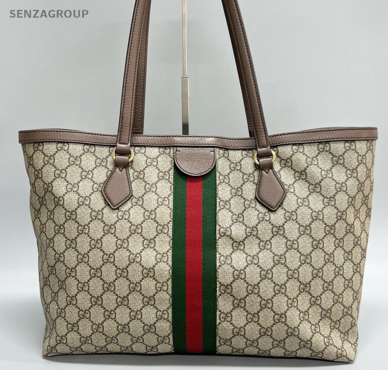 Gucci Ophidia MM Tote Shoulder Bag Beige Gold Women Classic