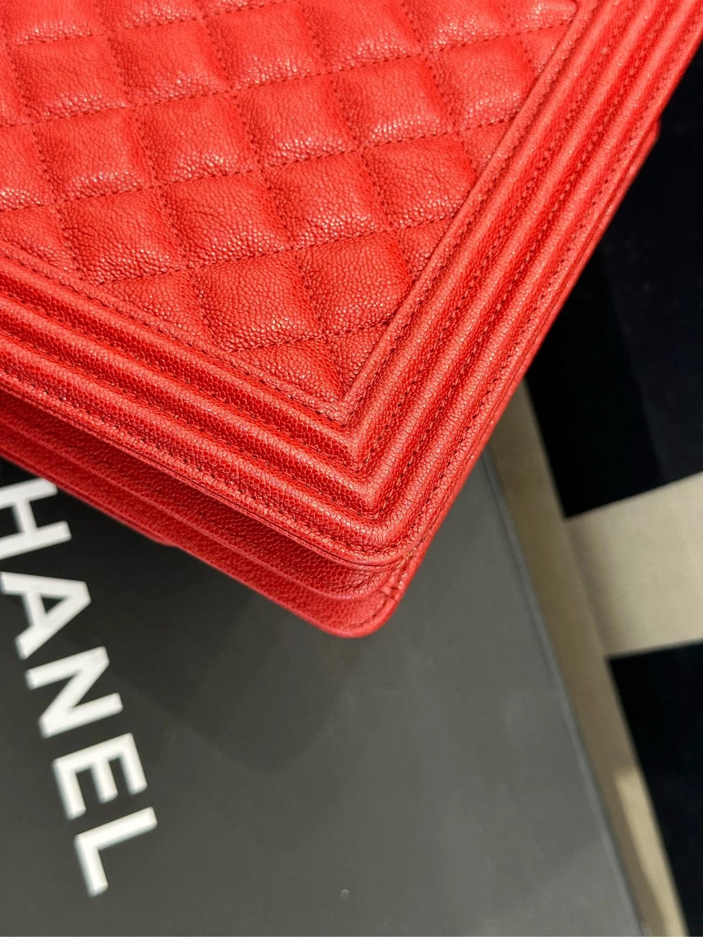 CHANEL 26 Vertical LeBoy Red Shoulder Bag For Women