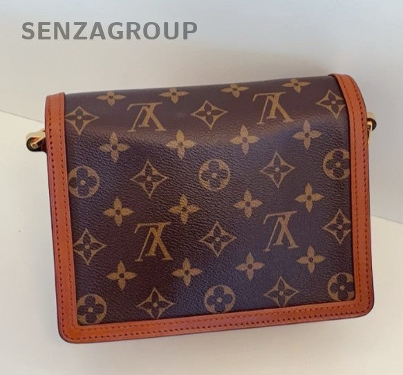 Louis Vuitton Dauphine PM Monogram Shoulder Bag Brown Gold Women Classic