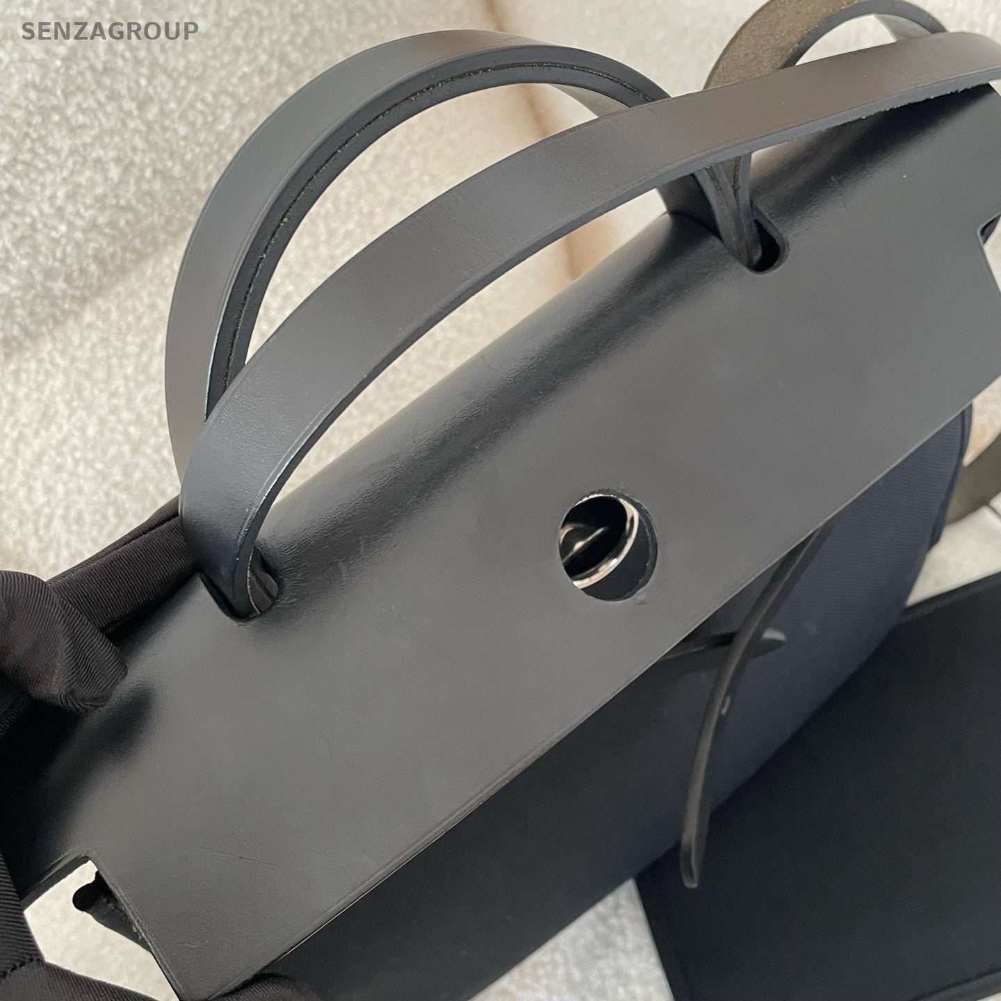 Hermes Herbag31 Canvas Top Handle Bag Crossbody Black Silver Women Classic