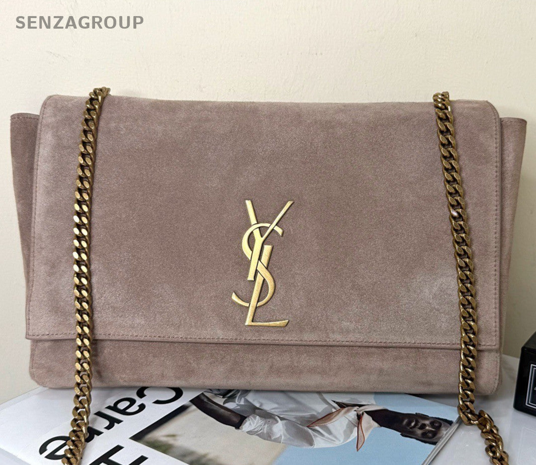 Saint Laurent Kate Chain Shoulder Bag Red Gold Used Women Classic Designer
