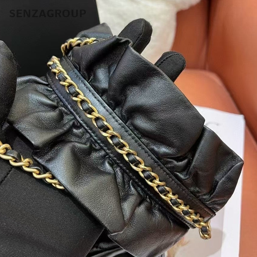 Chanel Black Gold Chain Shoulder Crossbody Bag Quilted Classic Women