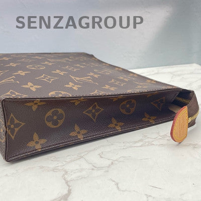 Louis Vuitton Monogram Zipper Clutch Bag Women's Classic Brown Gold