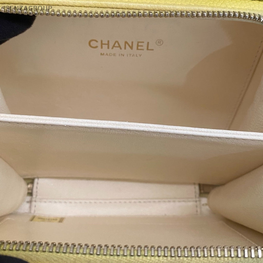 Chanel Vanity Case PM Calfskin Chain Shoulder Bag Crossbody Yellow Women Classic