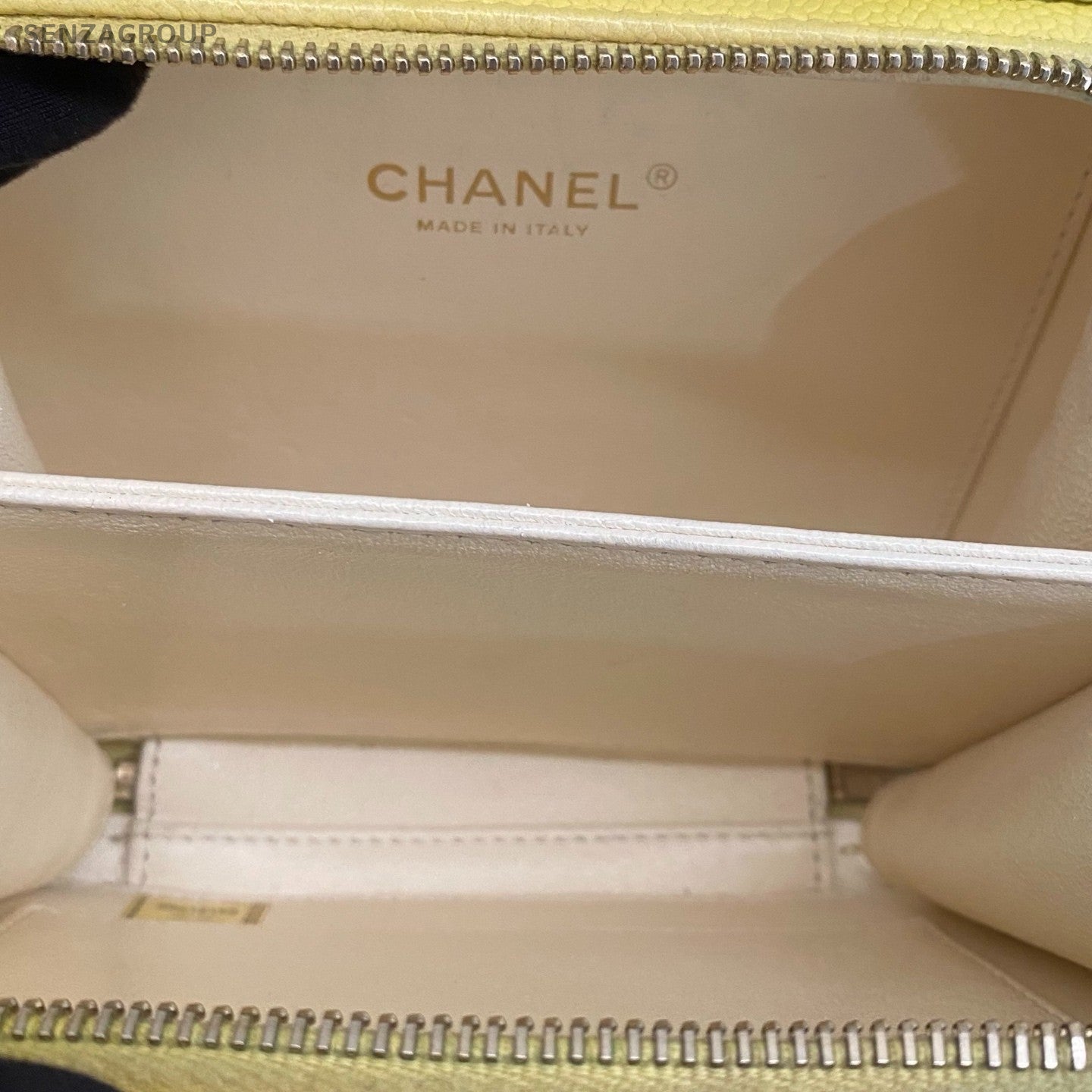 Chanel Vanity Case PM Calfskin Chain Shoulder Bag Crossbody Yellow Women Classic