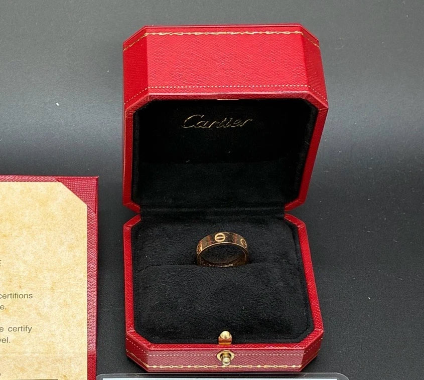 Authentic Cartier Love Classic 5.5mm 18K Rose Pink Gold Band Ring EU55/US7.25