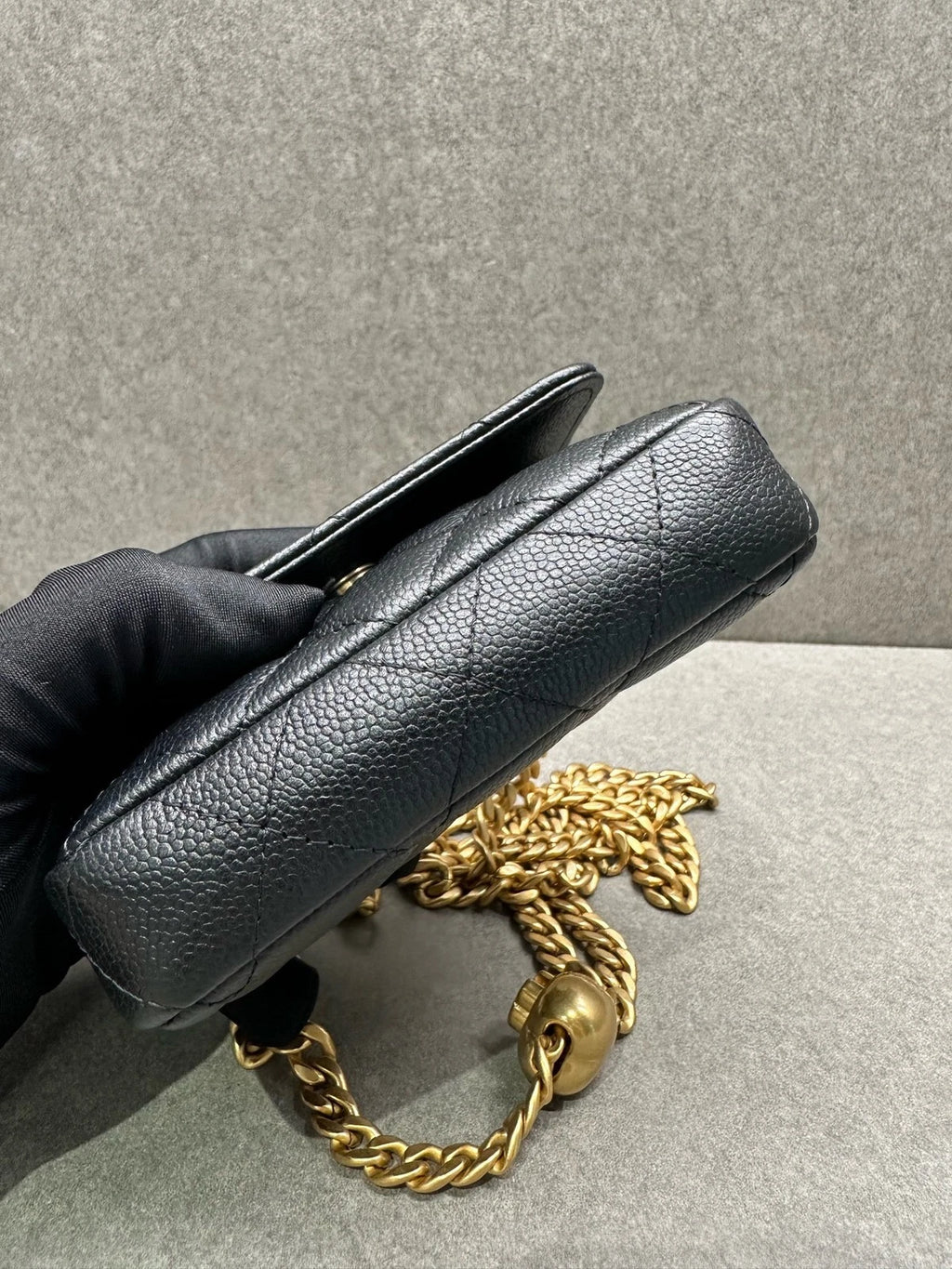 CHANEL Heart Gold Ball Mini Black Leather Crossbody Bag For Women