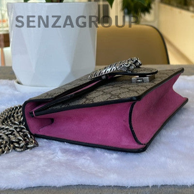 Gucci Dionysus Small GG Supreme Shoulder Bag Pink Silver