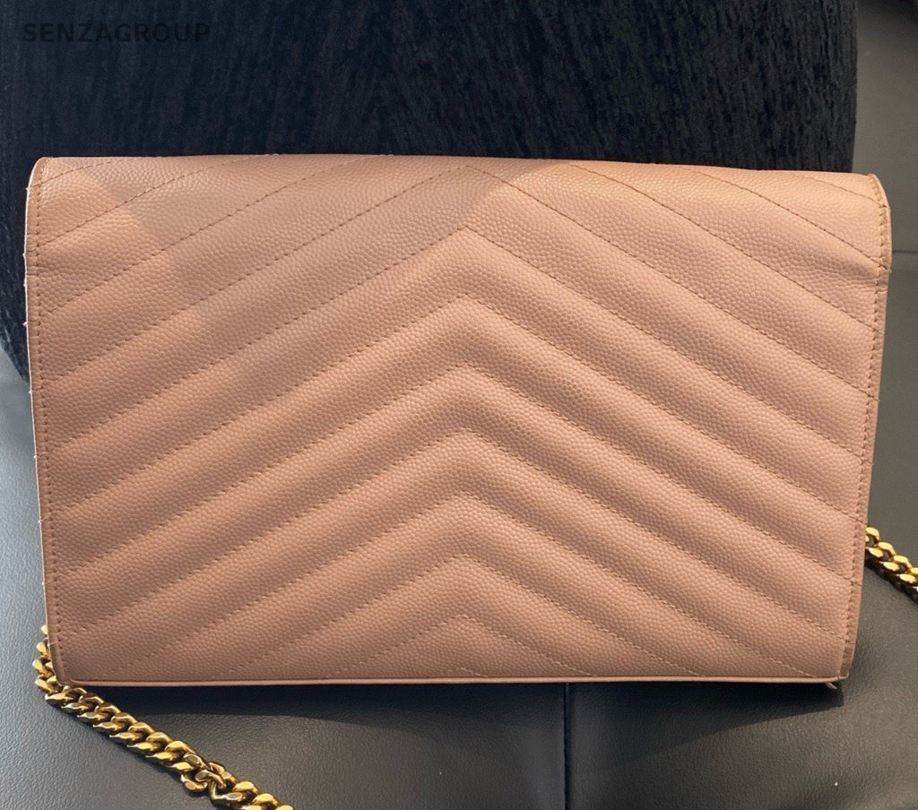 Saint Laurent Envelope Chain MM Calfskin Crossbody Pink Women Classic Fashion