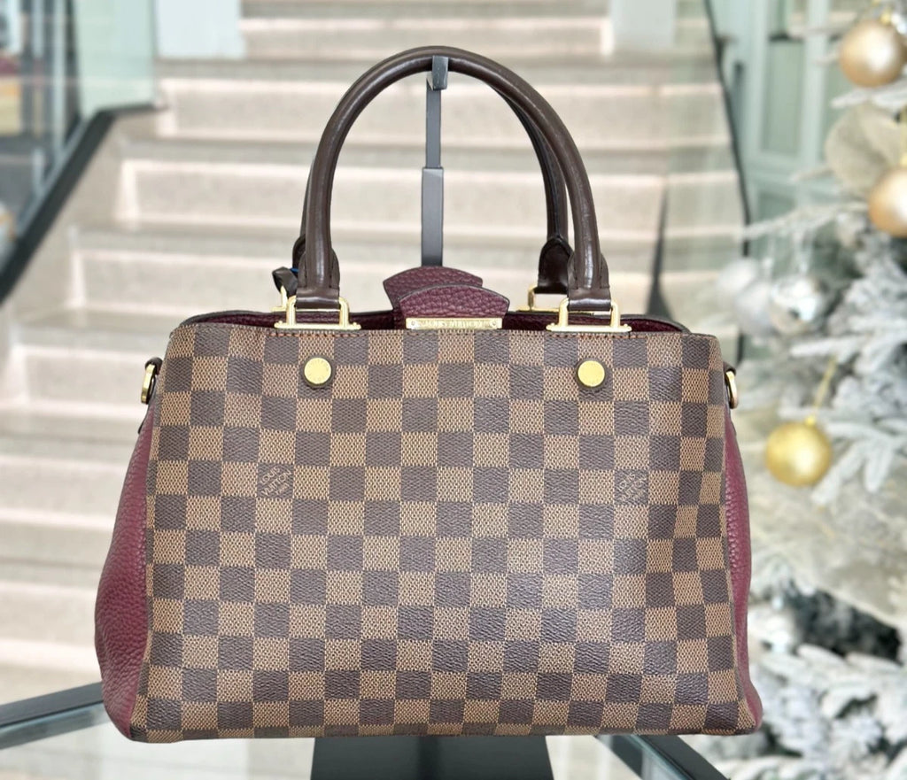 Louis Vuitton Brittany BB Damier Ebene Red Crossbody Bag Top Handle Bag Women S