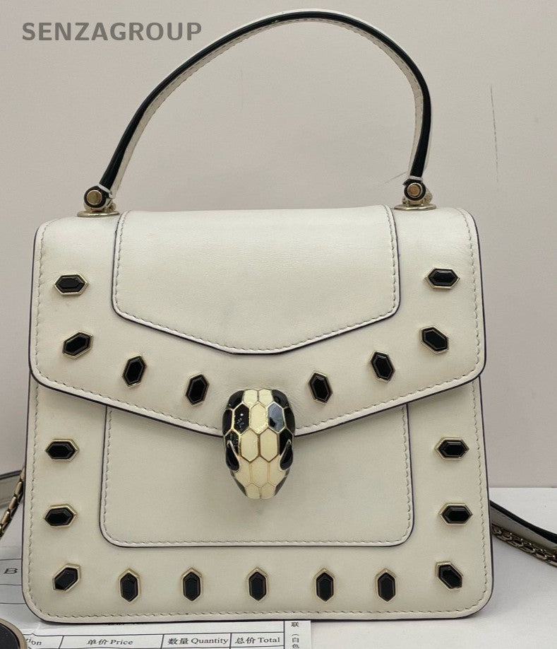 Bvlgari SERPENTI FOREVER Top Handle Shoulder Crossbody Bag White Women