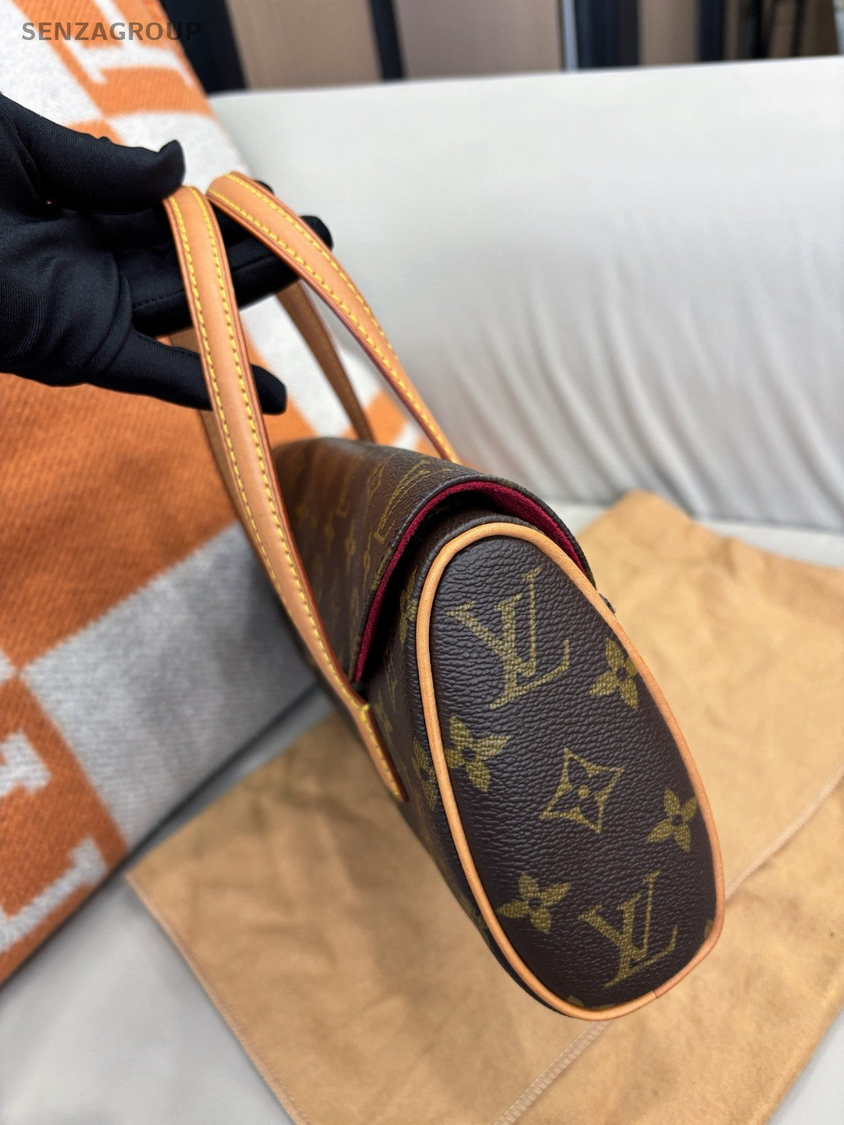 Louis Vuitton Vintage Sonatine Monogram Top Handle Handbag Brown Women