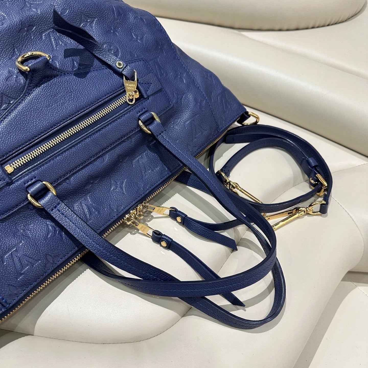 Louis Vuitton Lumineuse Monogram Empreinte Shoulder 2way Handbag Women Blue